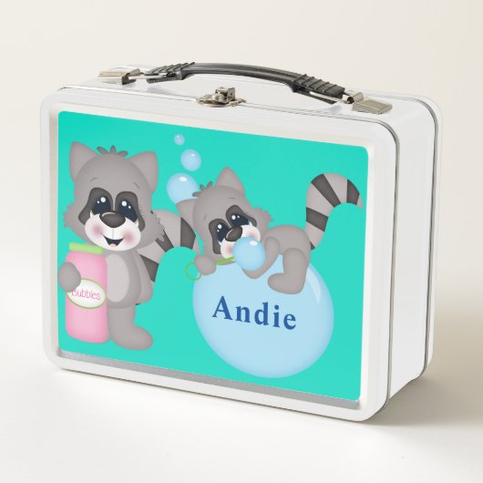 アライグマのパーソナよくはしゃぐライズ メタルランチボックス (正面)