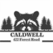 アライグマのパーソナライズされたメールボックスアドレス シール (正面)