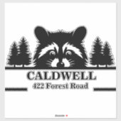 アライグマのパーソナライズされたメールボックスアドレス シール (シート)