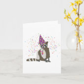 アライグマのパーティー - 動物たちのパーティー カード (黄色い花)