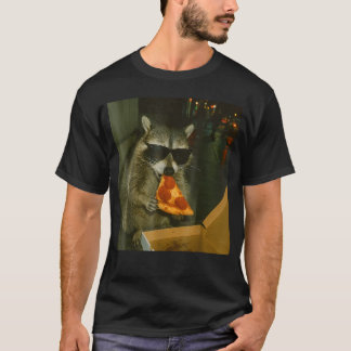 アライグマのピザ食べる動物 Tシャツ