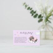 アライグマのベイビーシャワー ラベンダー 赤ちゃんのための本 エンクロージャーカード (スタンド正面)