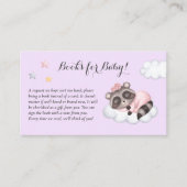 アライグマのベイビーシャワー ラベンダー 赤ちゃんのための本 エンクロージャーカード (正面)