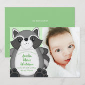 アライグマのベイビーシャワー 森の風景 招待状 (正面/裏面)
