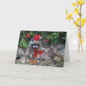 アライグマのミルクとクッキーのクリスマスカード カード (黄色い花)