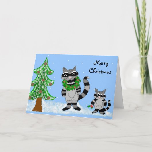 アライグマのメリークリスマス シーズンカード (正面)
