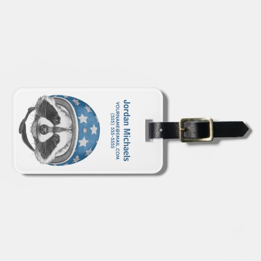 アライグマの向こう見ずは|あなたの名前を加えます ラゲッジタグ (正面横)