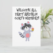 アライグマの子供の誕生日パーティー招待状 招待状 (スタンド正面)