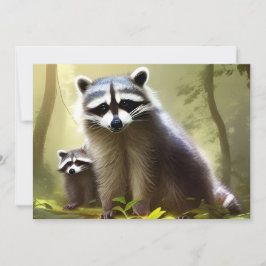 アライグマの家族の野生のポートレートカード カード