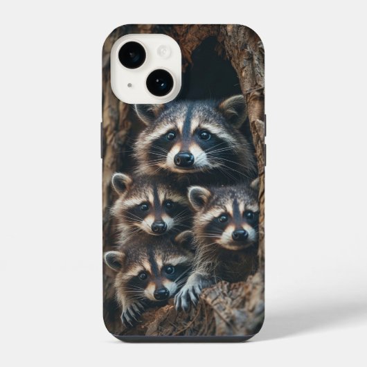 アライグマの家族 iPhoneケース (裏面)