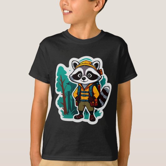 アライグマの森の探検家 Tシャツ (正面)