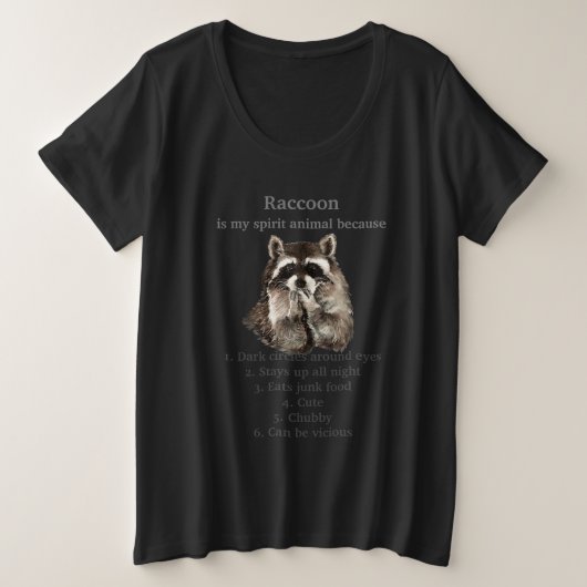 アライグマの精神動物のユーモア プラスサイズTシャツ (デザイン正面)