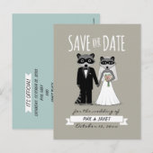 アライグマの結婚式　セイヴ・ザ・デート 案内ポストカード (正面/裏面)