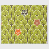 アライグマの継ぎ目のない模様のキツネとクマ ラッピングペーパー (フラット)