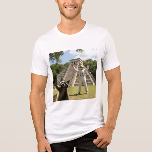 アライグマの自撮り 3 トライブレンドTシャツ (正面)