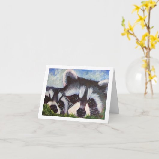 アライグマの芸術のブランクのnotecards カード (黄色い花)