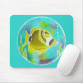 アライグマの蝶魚のろうけつ染めの芸術 マウスパッド (マウス)