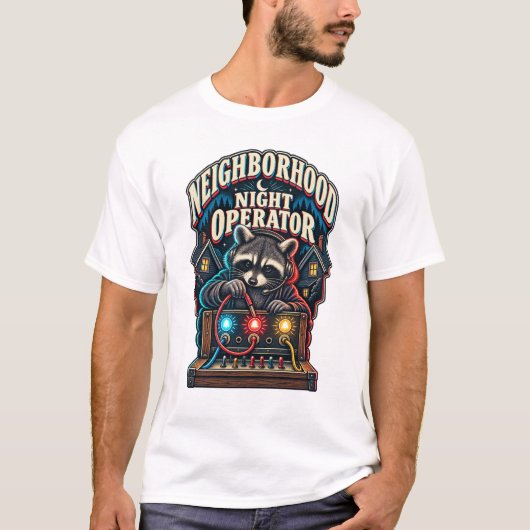 アライグマの街の夜間対応係 Tシャツ (正面)