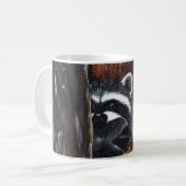 アライグマの親子の絵 コーヒーマグカップ (正面左)