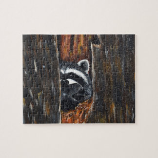 アライグマの親子の絵 ジグソーパズル