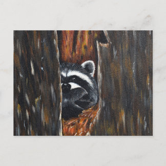 アライグマの親子の絵 ポストカード