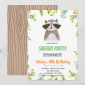 アライグマの誕生日のパーティー招待状 招待状 (正面/裏面)