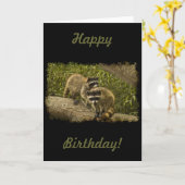 アライグマの誕生日 カード (黄色い花)