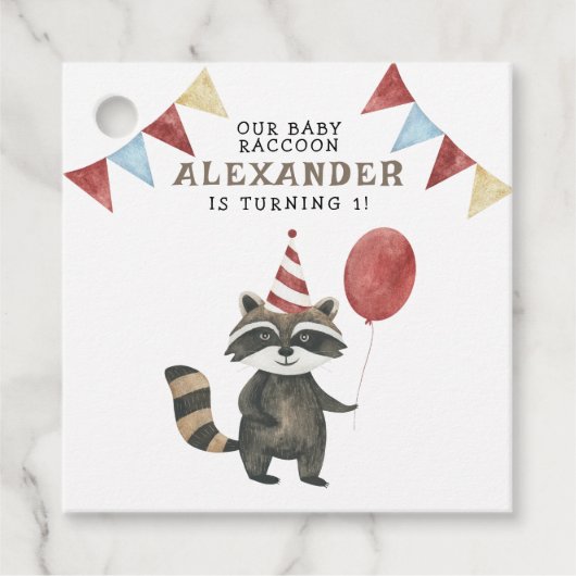 アライグマの赤ちゃん 1歳の誕生日 フェイバータグ (正面)