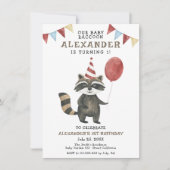 アライグマの赤ちゃん 1歳の誕生日 招待状 (正面)