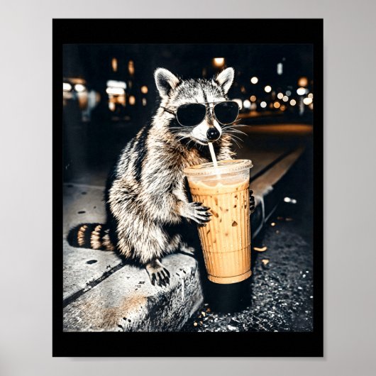 アライグマの面白いアイスコーヒー ポスター (正面)