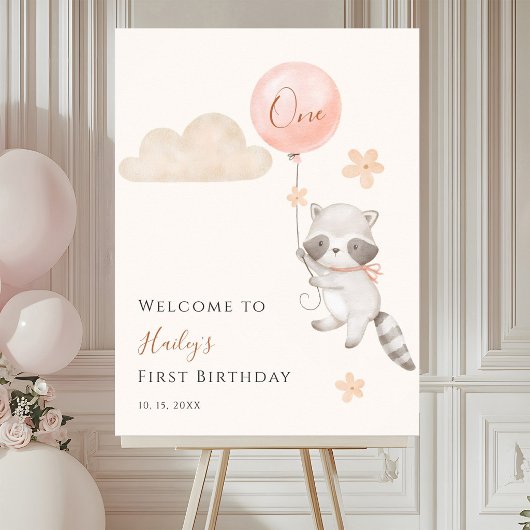 アライグマの風船娘 初誕生日ウェルカム ポスター