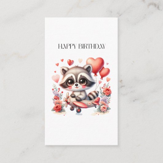 アライグマの飛行誕生日 エンクロージャーカード (正面)
