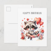 アライグマの飛行誕生日 シーズンポストカード (正面/裏面)