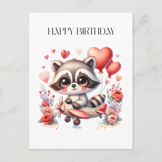アライグマの飛行誕生日 シーズンポストカード (正面)