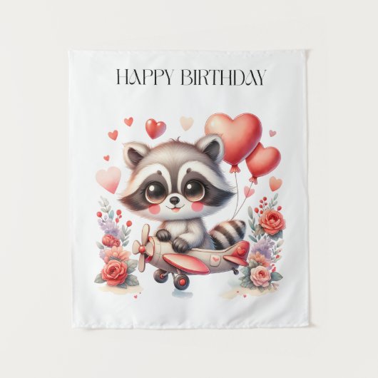 アライグマの飛行誕生日 タペストリー (正面)