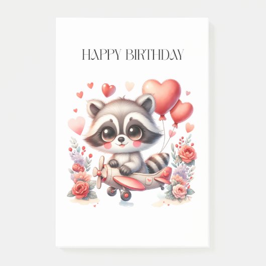 アライグマの飛行誕生日 ポストイット (正面)