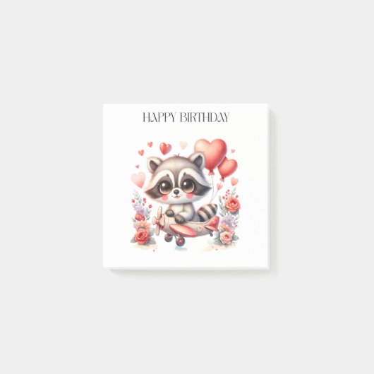アライグマの飛行誕生日 ポストイット (正面)
