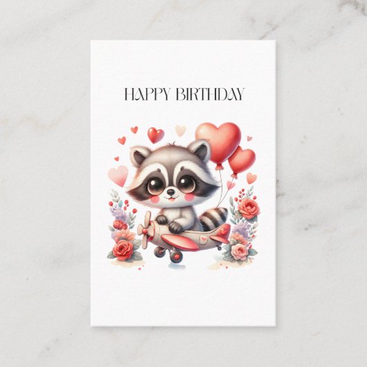 アライグマの飛行誕生日 名刺 (正面)