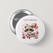 アライグマの飛行誕生日 缶バッジ (正面&裏面)