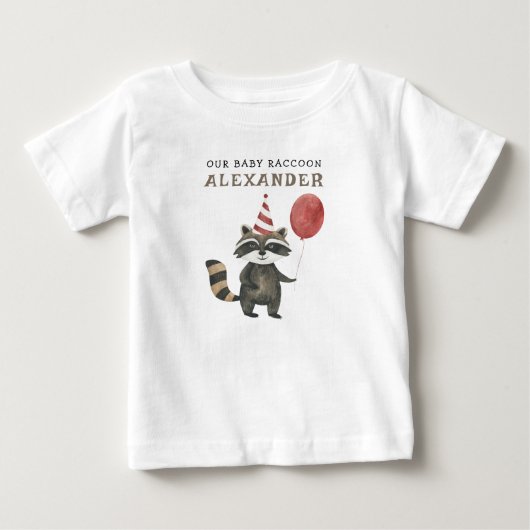 アライグマの1歳の誕生日 ベビーTシャツ (正面)