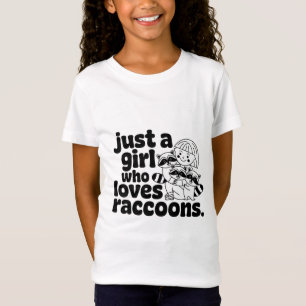 アライグマを愛する女の子おもしろいデザイン Tシャツ