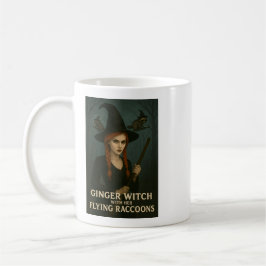 アライグマを持つジンジャー飛んでいる魔女 コーヒーマグカップ