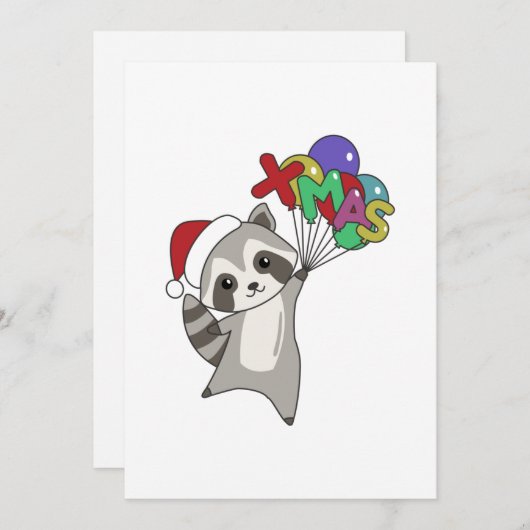 アライグマクリスマス雪冬アライグマアダルトクロス シーズンカード (正面/裏面)