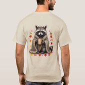 アライグマコーヒー毛布 アライグマ好きが喜ぶ花 Tシャツ (裏面)