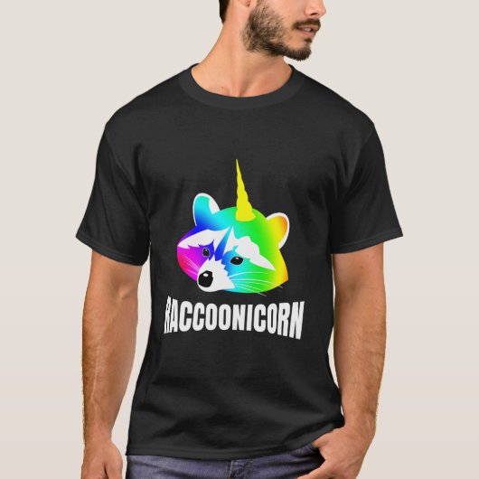 アライグマコーン ゴミ捨てパンダ アライグマ ユニコーン Tシャツ (正面)