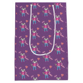 アライグマパターン子供の紫色のバレンタインデーのギフトバッグ ミディアムペーパーバッグ (裏面)