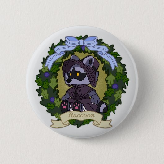 アライグマボタン 缶バッジ (正面)