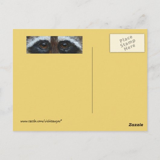 アライグマ上の格子状はがき ポストカード (裏面)