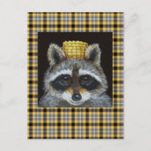 アライグマ上の格子状はがき ポストカード (正面)