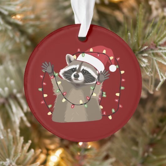アライグマ好きのクリスマス電飾 動物 サンタ帽子  オーナメント (ツリー)